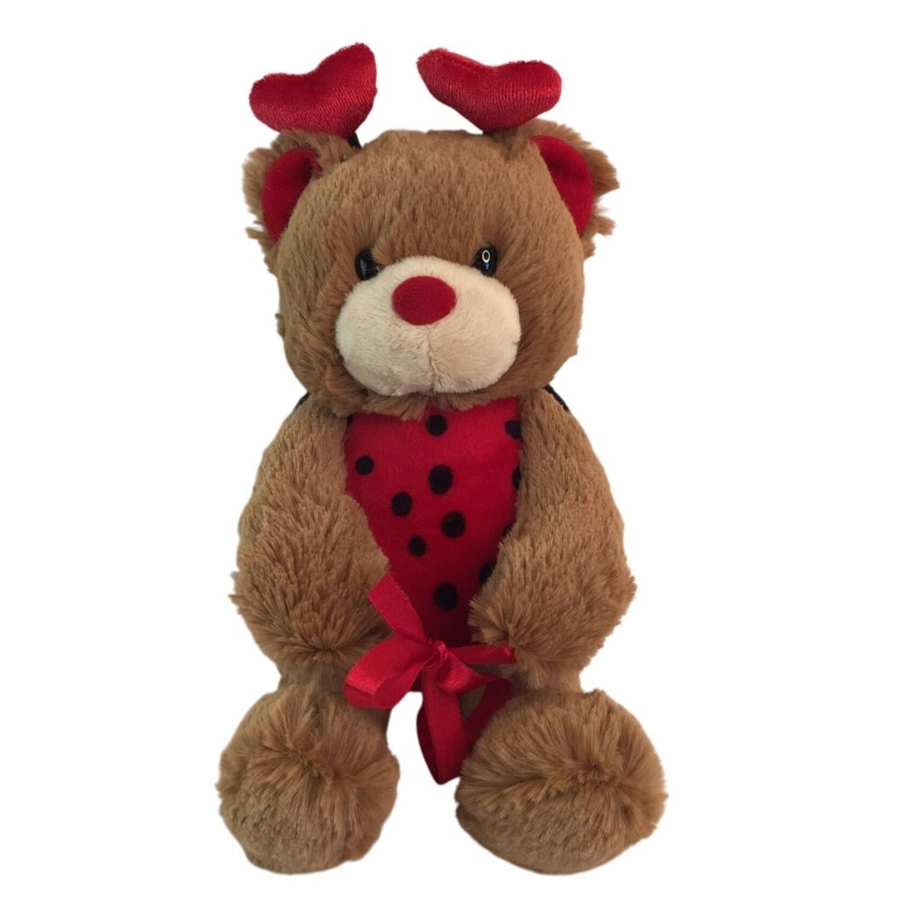 Aurora Lily Ladybug Teddy Bear Plush 10" Red Heart‎ Antennae Stuffed Animal Toy